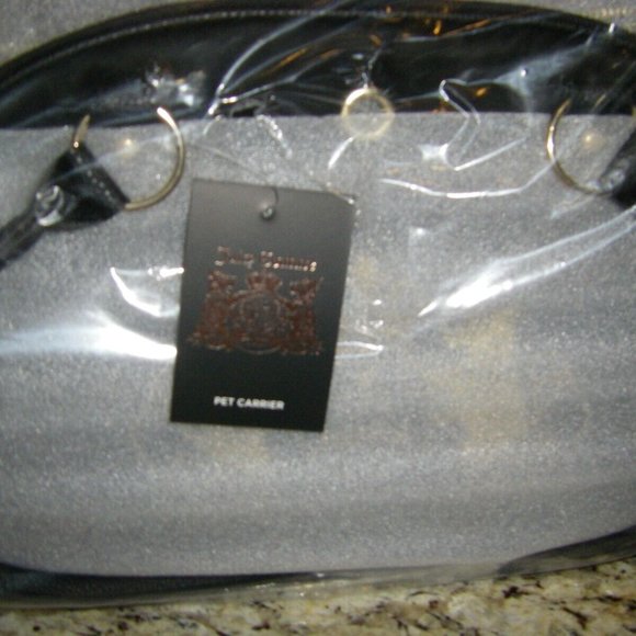 Juicy Couture Pet Carrier Crown Black Faux Suede Small Dog Cat Carrier 10 lbs. - Picture 14 of 15